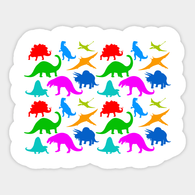 Dinosaur Silhouettes (Bright Colours) Sticker by davidroland